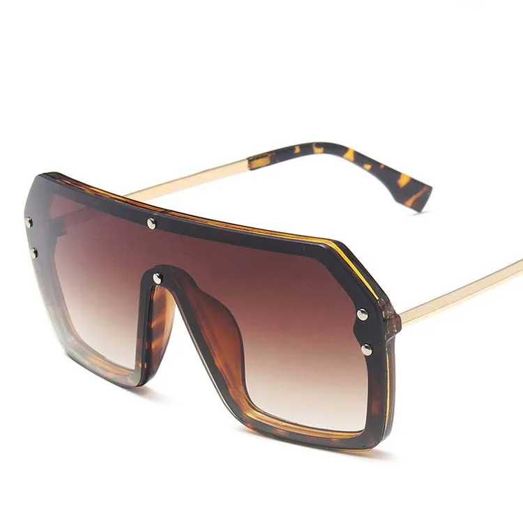 

Oversized Square Sunglasses Women Luxury Brand Fashion Flat Top Red Black Clear Lens One Piece Men Shade Mirror UV400, Custom colors