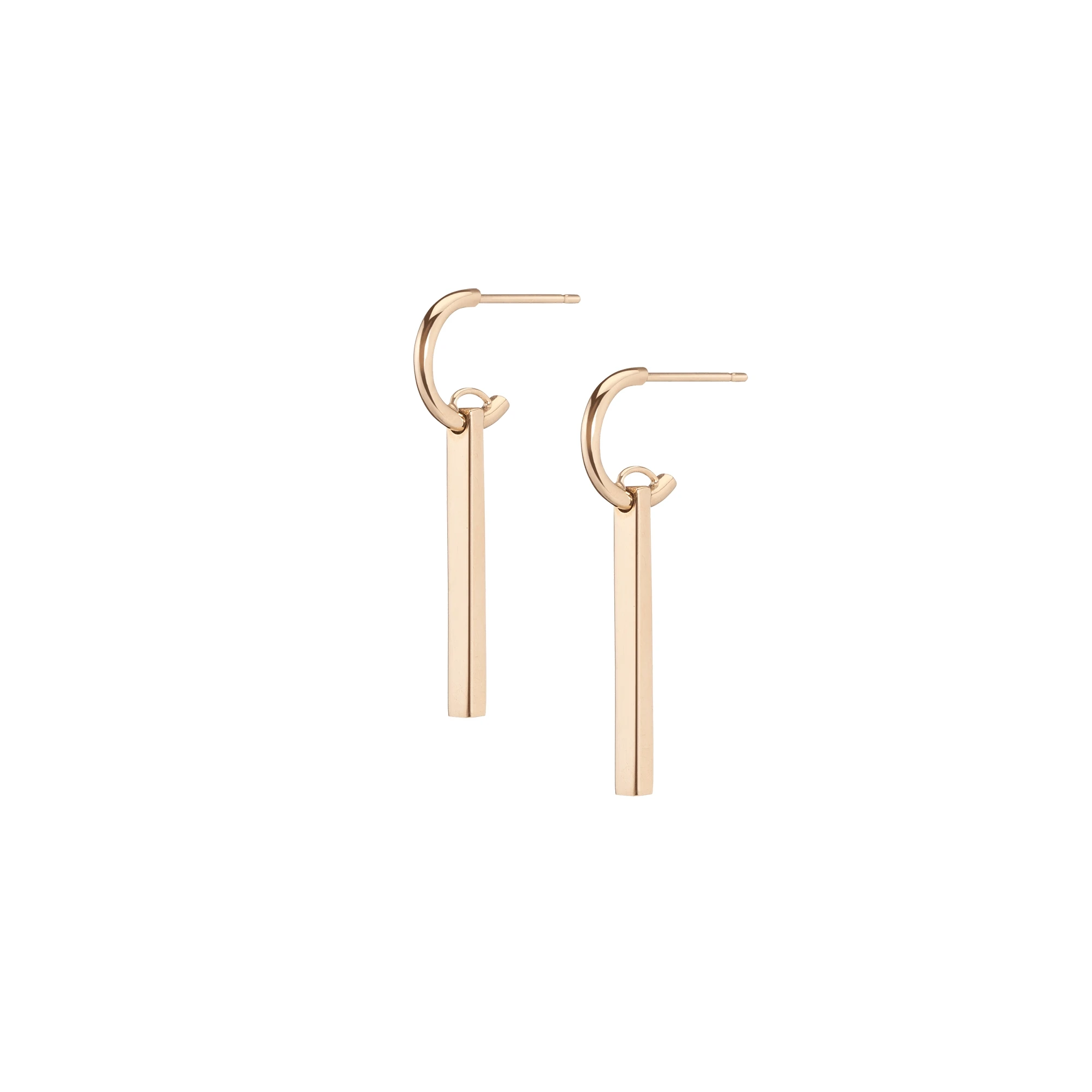 

Tendy Morden Style Women Jewelry Gold Plated Stainless Steel Thin Long Linked Bar Earrings Drop Gold Bar Huggie Earrings, Gold,silver,rose gold