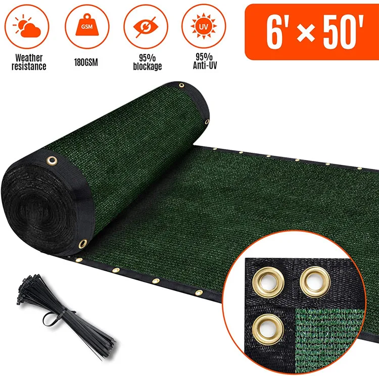 

6*50ft HDPE Anti UV Heavy Duty Garden Privacy Fence Net Dark Green Plastic Fence Netting