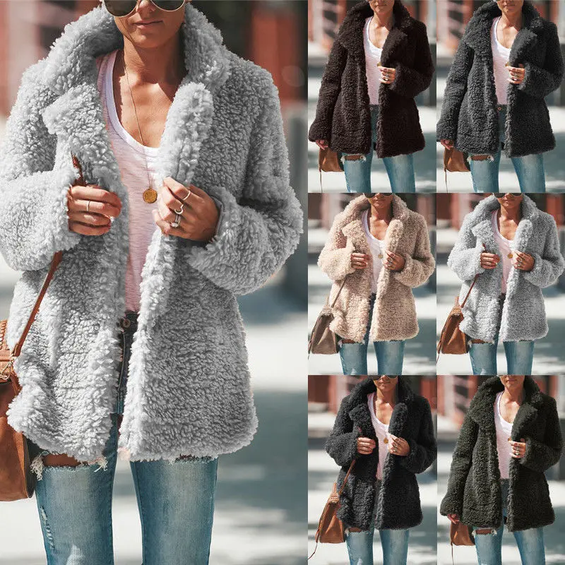 Black Faux Fur Coat Women Autumn Winter 2019 Teddy Bear Coat Jacket ...