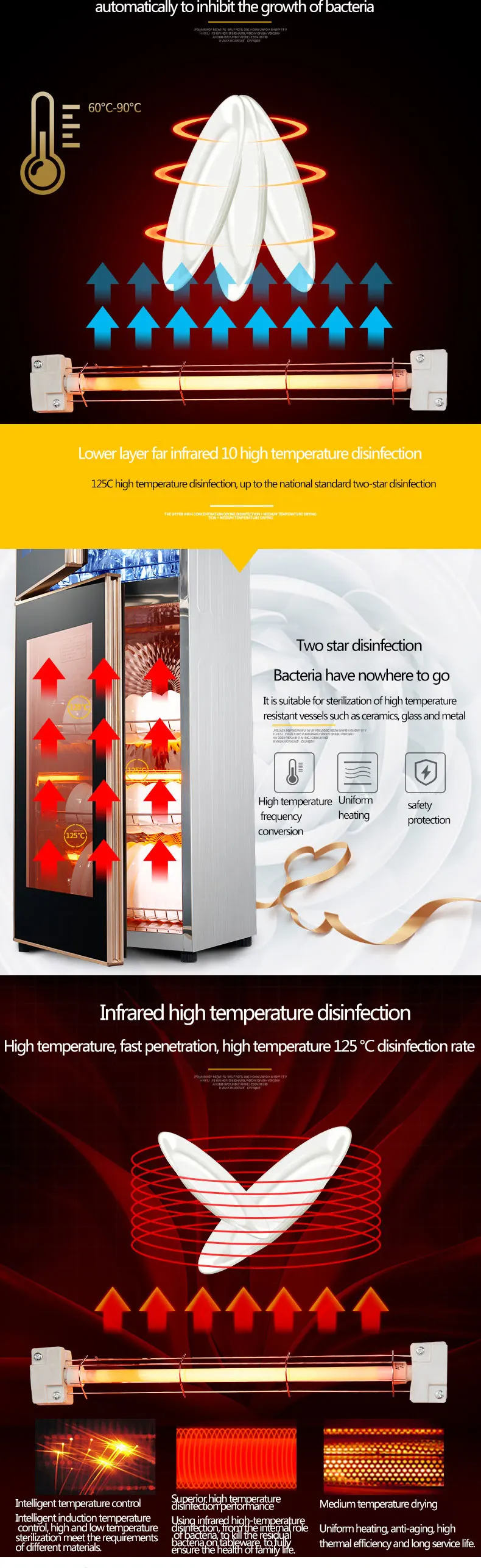 Vertical disinfection cabinet disinfection cupboard stainless steel household and commercial cupboard