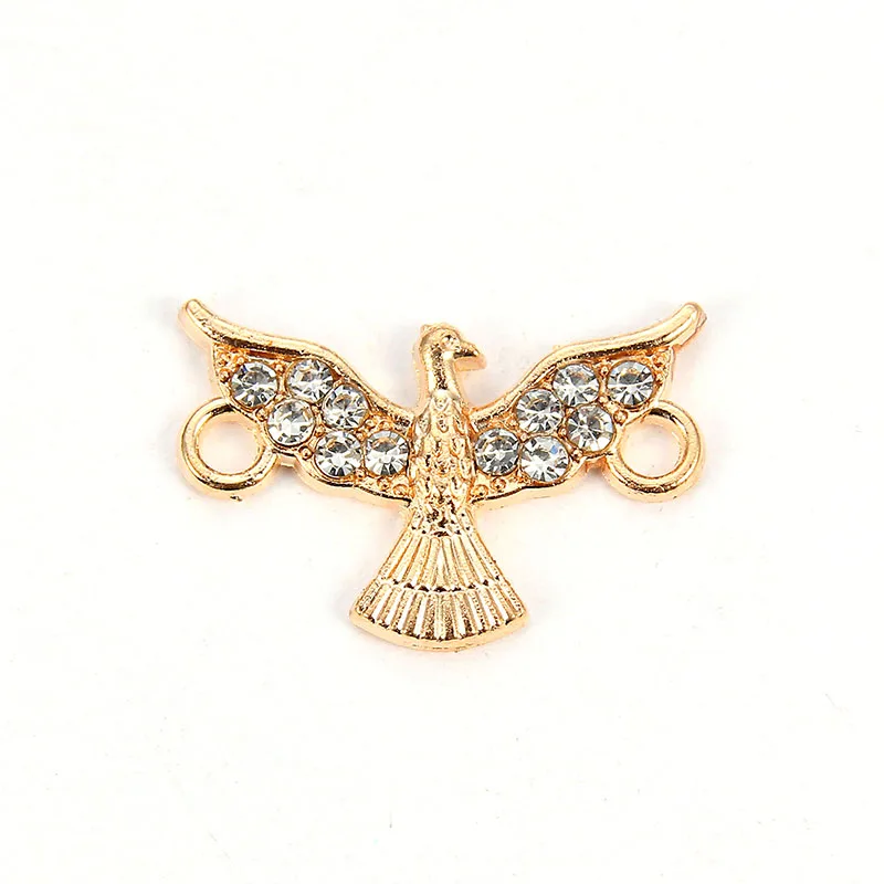 

Wholesale gold Alloy eagle crystal charms connectors for bracelet necklace jewelry making accessories 20*13mm, Picture