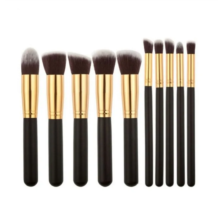 

10 PCS Professional Makeup brush sets Basic Facial Makeup brushes OEM/ODM available, Black/white/pink