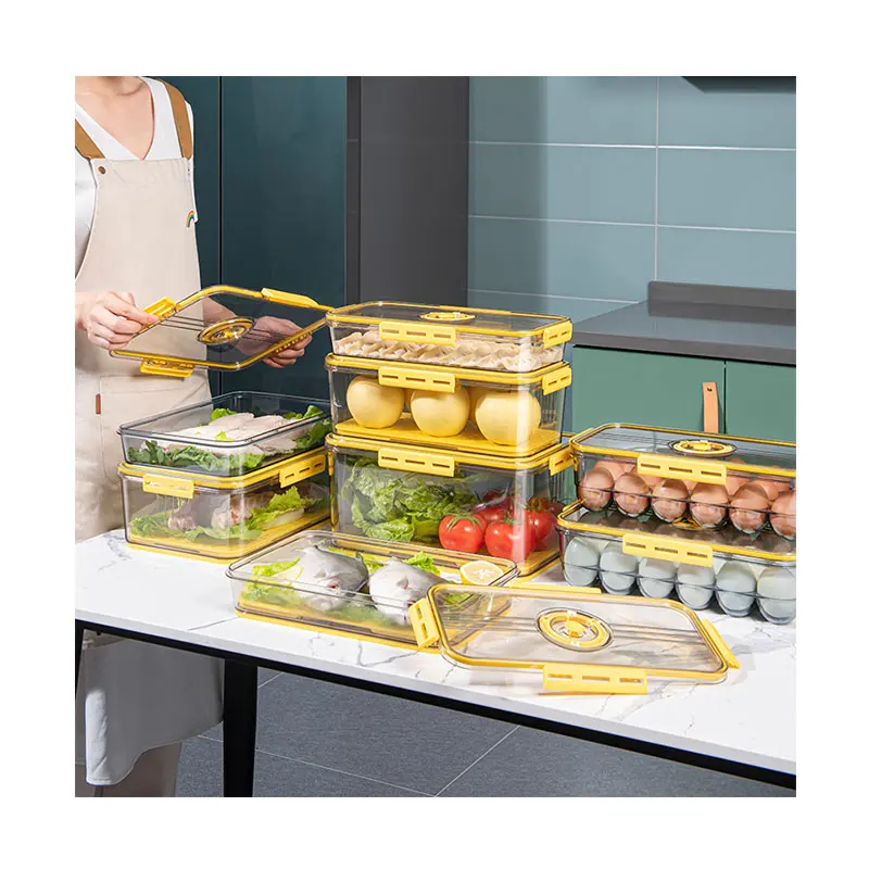 

High quality refrigerator drawer Stackable fridge organizer set fridge storage box plastic storage boxes for kitchen organizer