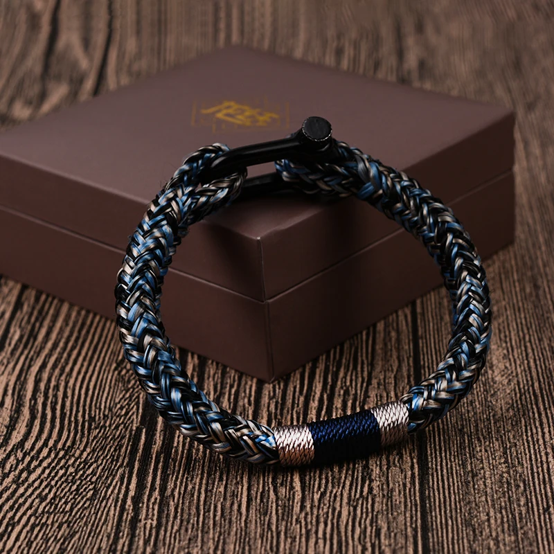 

LONGJIE factory wholesales fashion design handmade woven rope bracelet for men