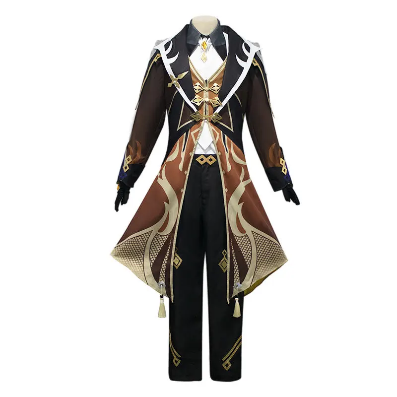 

Genshin Impact Zhong Li Zhongli Cosplay Costume Set Coat Shoes Earring Wig Cosplay Anime Game Halloween Costumes For Men Women