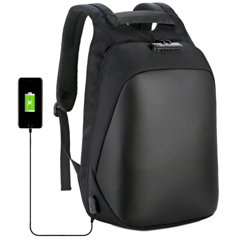 

New Arrivals Custom Waterproof Durable Black Travel School USB Mochila Anti-theft Code Lock Business Backpack For Mens, Black/gray