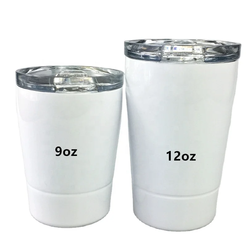 

Ready to ship: sublimation blanks mug sublimation double wall 9oz 12oz stainless kids toddler cups with lid and straw, White