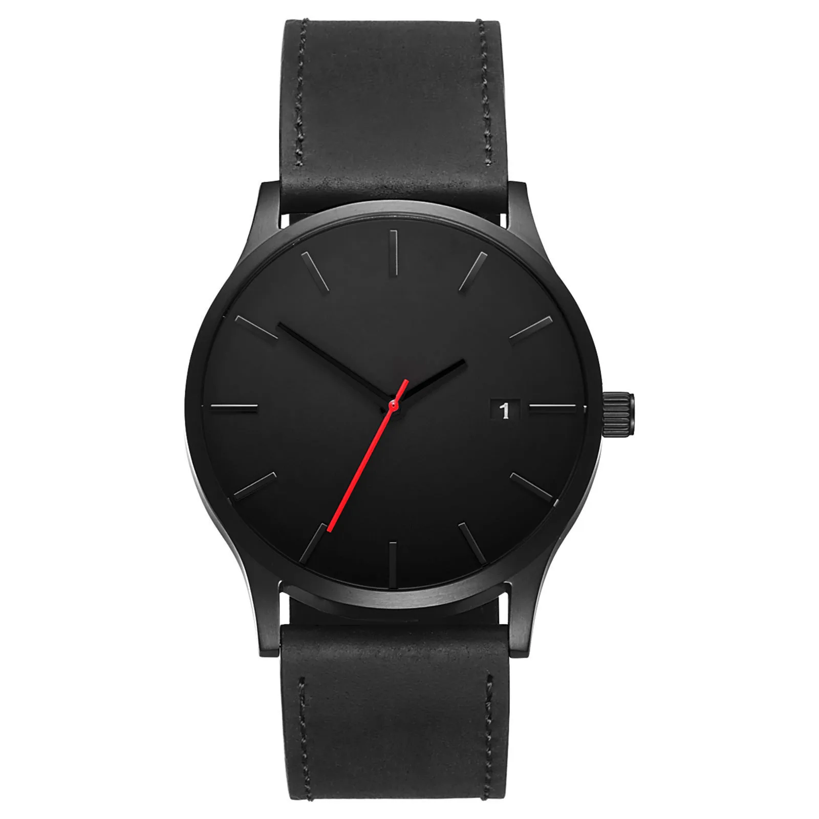 

Simple design Leather Band Fashion calendar Unique men wrist watches, As pic