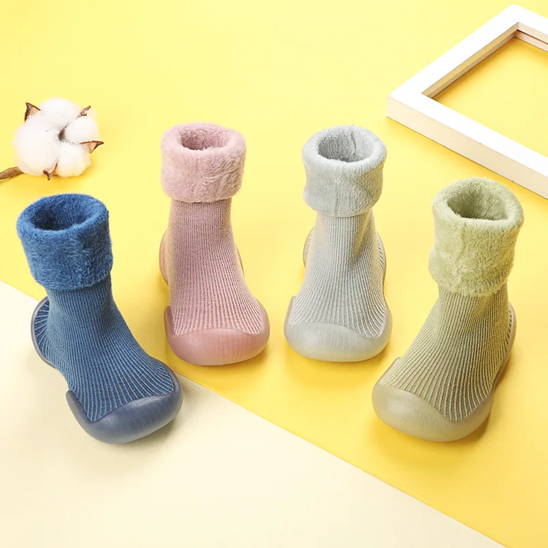 

Autumn And Winter Baby Velvet Walking Shoes Soft Bottom Non Slip Floor Shoes Indoor Socks Shoes