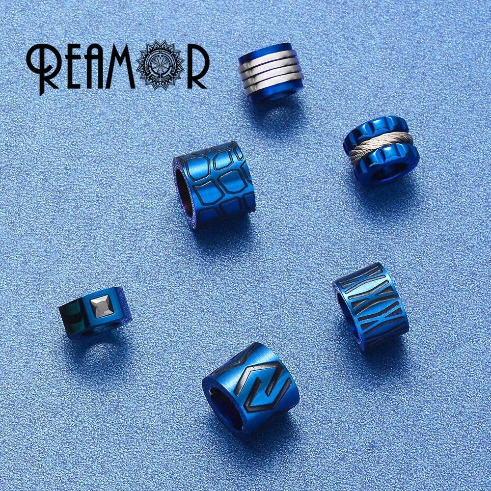 

REAMOR 316 Stainless Beads Steel PVD Plated Black Silver Blue Beads 6MM/8MM Accessories DIY Jewelry Findings for Bracelet Making