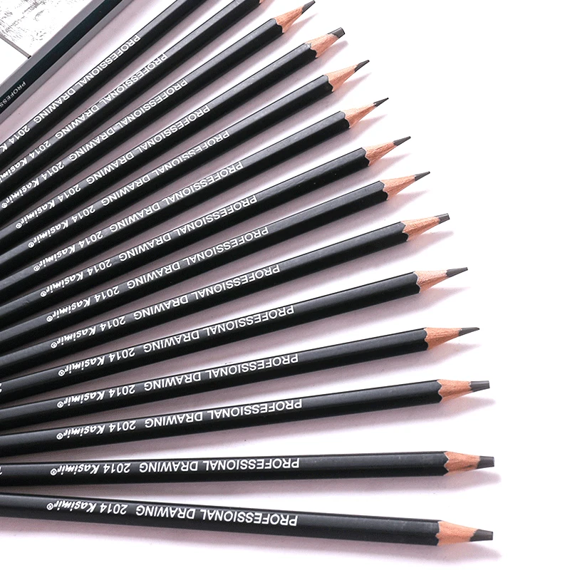 
kasimir 14pcs/set 12B 10B 8B 7B 6B 5B 4B 3B 2B B HB 2H 4H 6H Professional Graphite Sketching charcoal Pencils Set for Drawing 