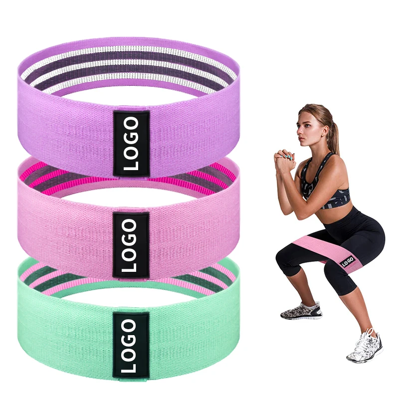 

2021 New Designer Custom Logo Yoga Gym Exercise Fitness Elastic Hip wholesale Fabric Booty Resistance Band Set, 10colors for option