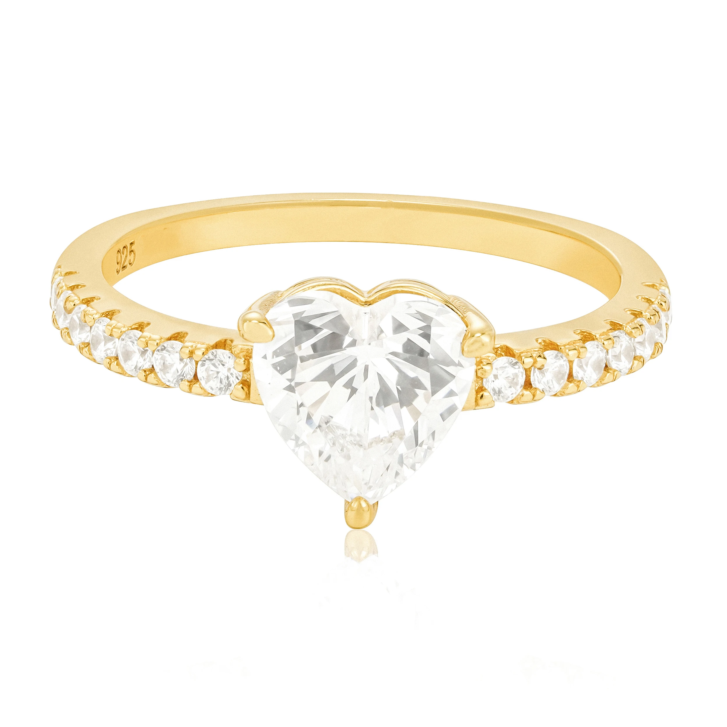 

Gemnel classic moissanite heart gold vermeil 0.5 micron diamond eternity engagement ring