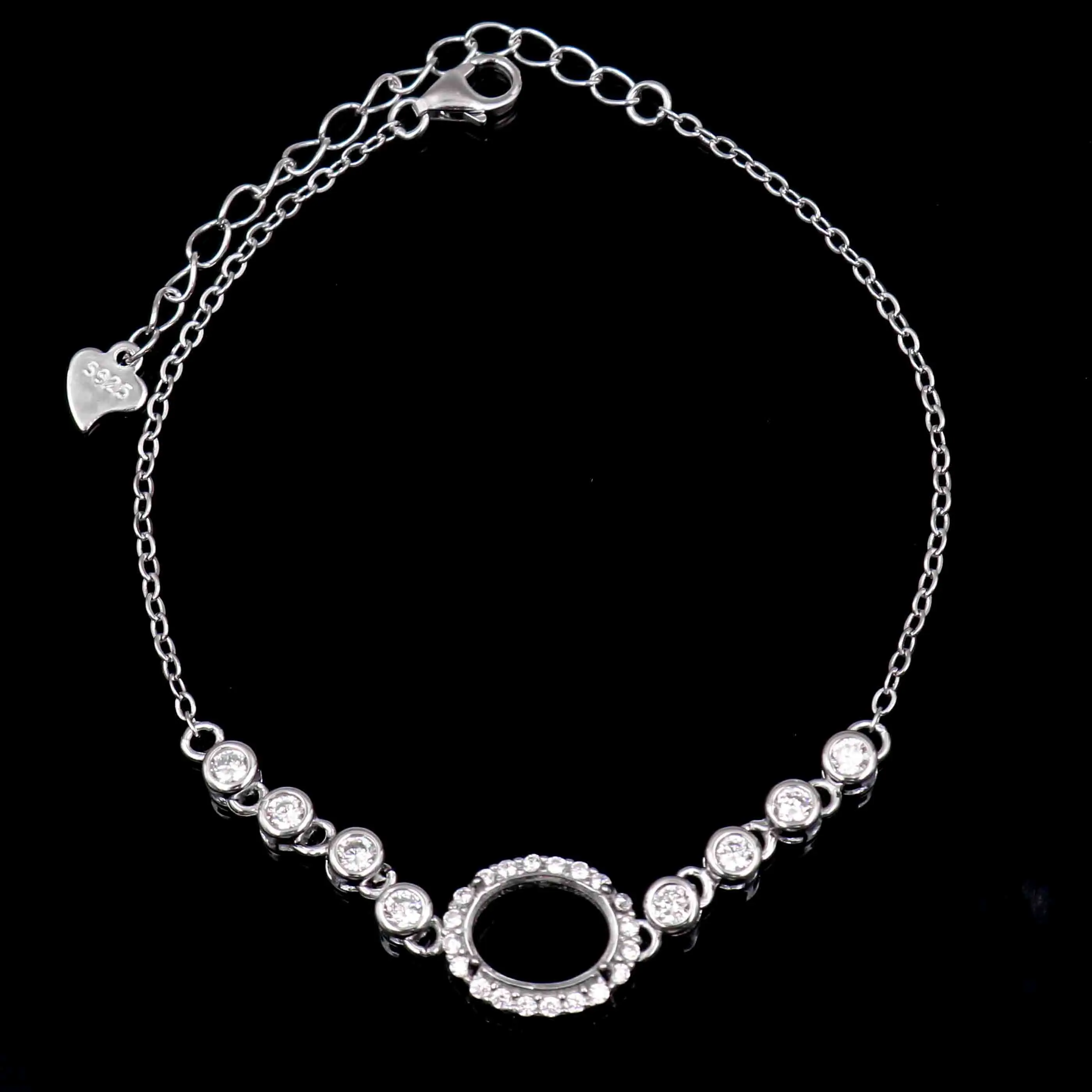 Sterling Silver 6*8/7*8/7*9/8*10mm Semi Mount Bracelet Empty Support Blank Claw Setting Base Without Center Stone for Inlay DIY