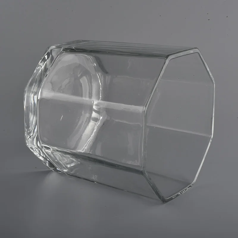 hexagonal glass candle jars with large capacity