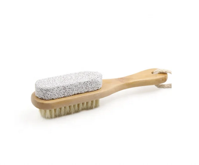 

Hot-sale wooden handle foot care pedicure dead skin exfoliates pumice brush, Nature