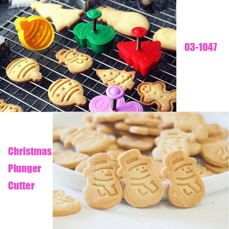 3d Plastic Biscuit Plunger Cutter Gingerbread Man Snowman Christmas ...