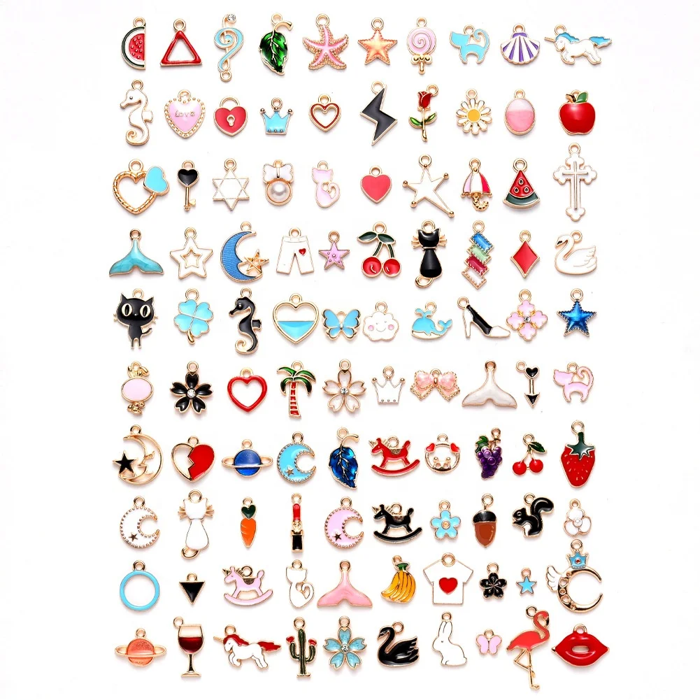 

Paso Sico 100pcs/Bag Mixed Small Cartoon Patterns DIY Dangle Charms for Nails Pendant Oil Alloy Handmade Jewelry