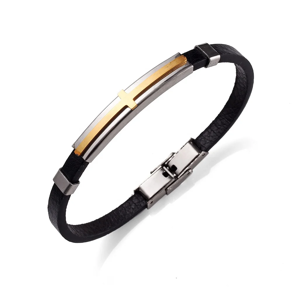 

Hot Sale Genuine Leather and Stainless Steel With Customization Jewelry bracelets