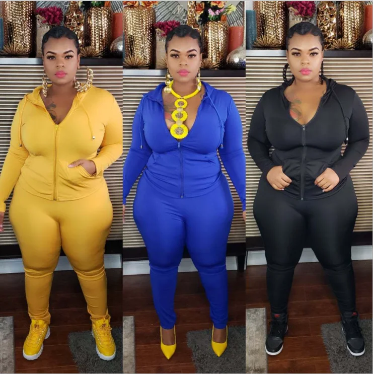 

2020 Fashion Plus Size 5XL Fall Casual Sets For Womens Clothing Legging Two Piece Set C, Shown