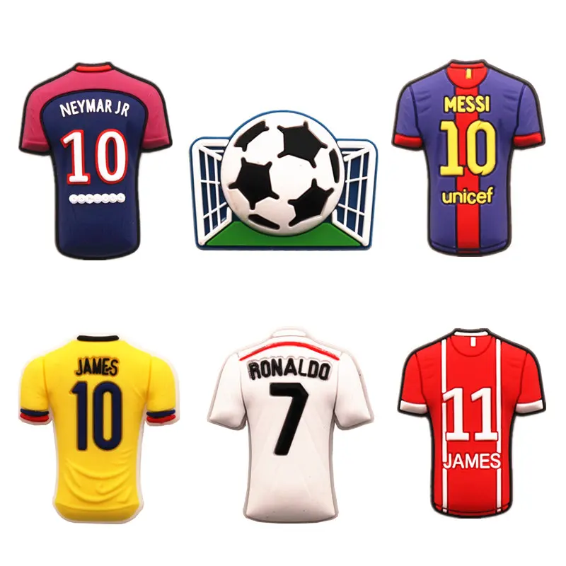 

Custom wholesale pvc rubber football uniform shooting shoe charms croc shoes decoration, Customized