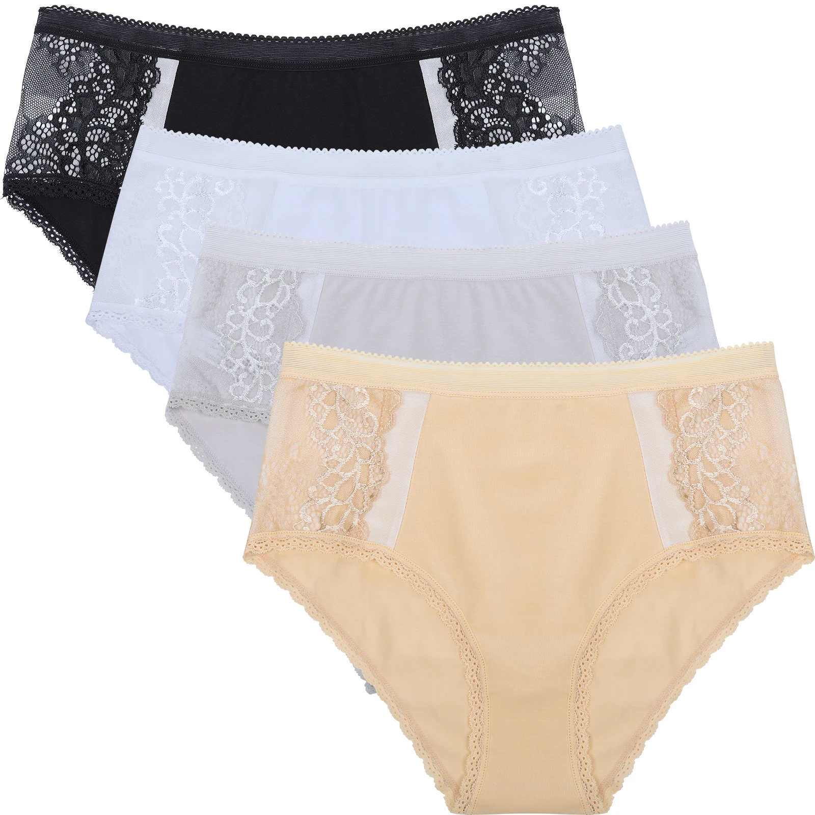 

Womens Cotton Underwear Bikini Hi Cut Lace Panties Hipster Brief Panty, 4 color