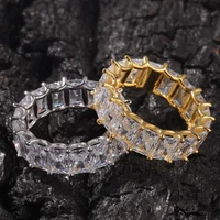 

Gold iced out cubic zirconia baguette rings radiant cut full cz eternity ring women