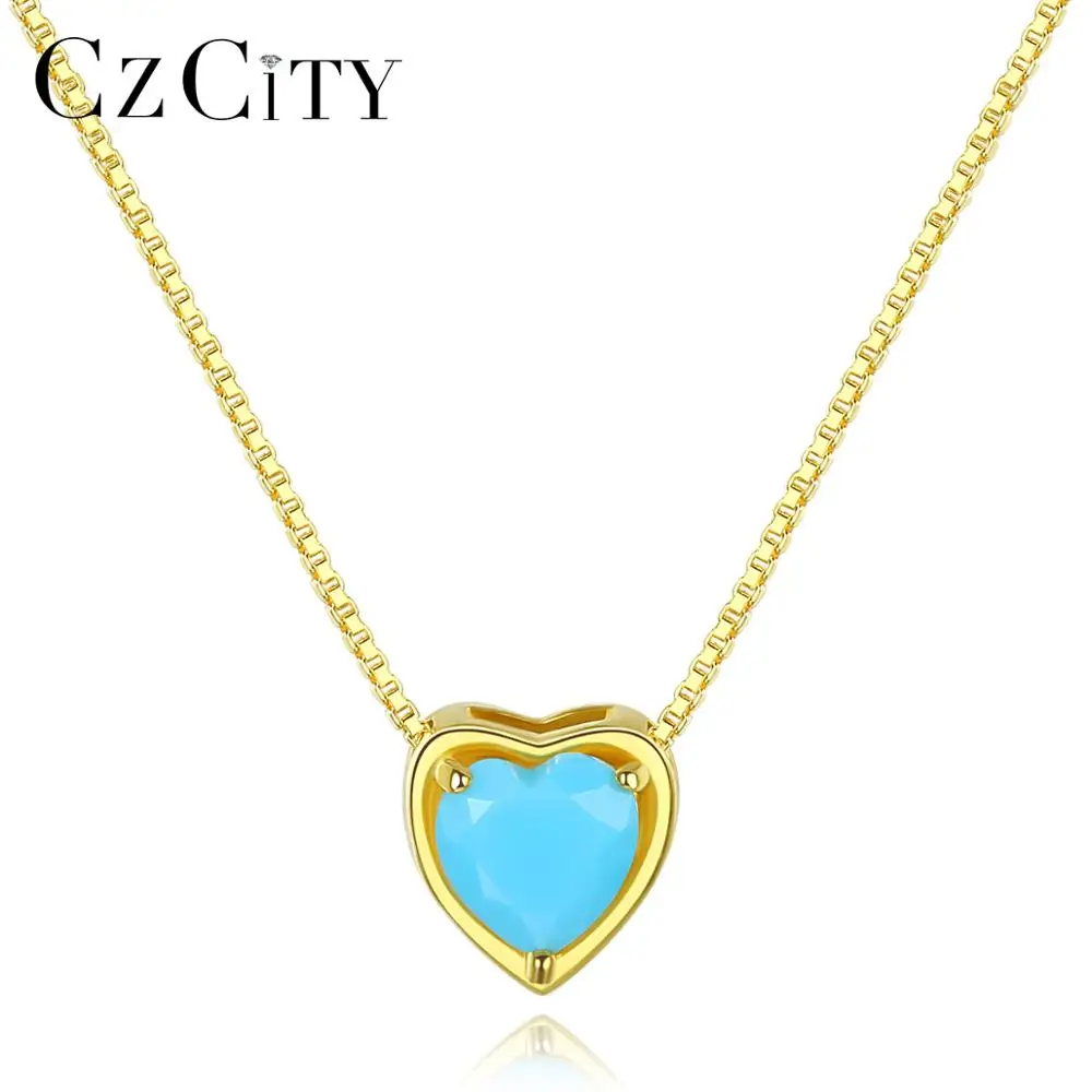 

CZCITY Heart Twelve Colors Pendant Necklace for Women 18K Gold Plated 925 Silver Fine Jewelry