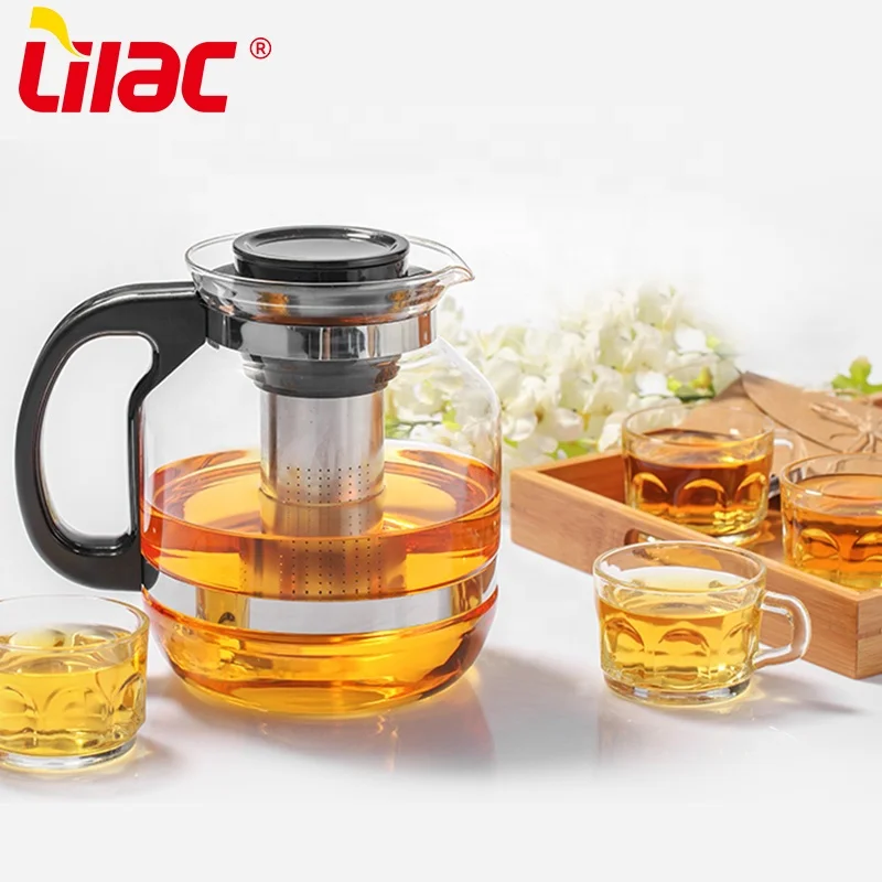 

Lilac BSCI SGS LFGB 2600ml 2200ml 1800ml unique big stylish style heat resistant glass filter coffee and teapot modern tea pot