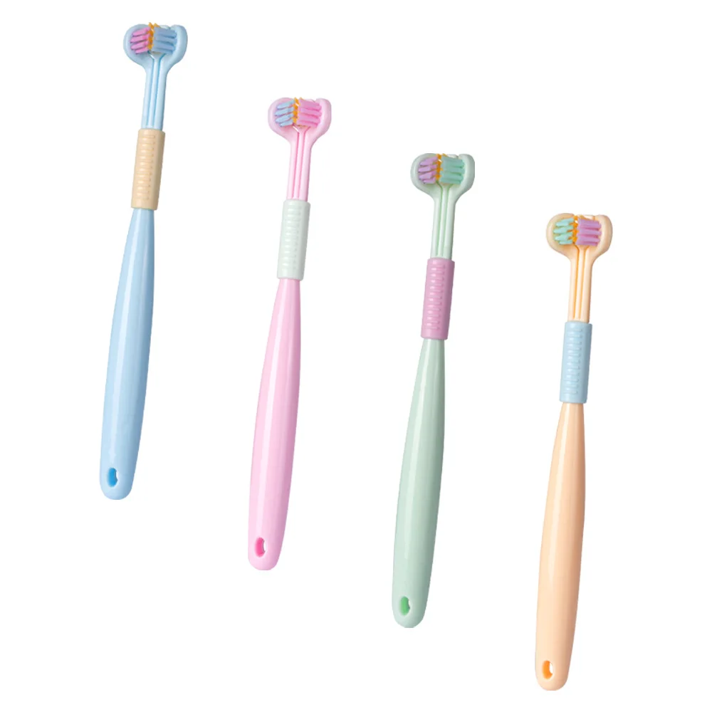 

3 Sided Toothbrush Triple Bristle Toothbrush Kids Training Toothbrush with Three Bristle 4-12 years