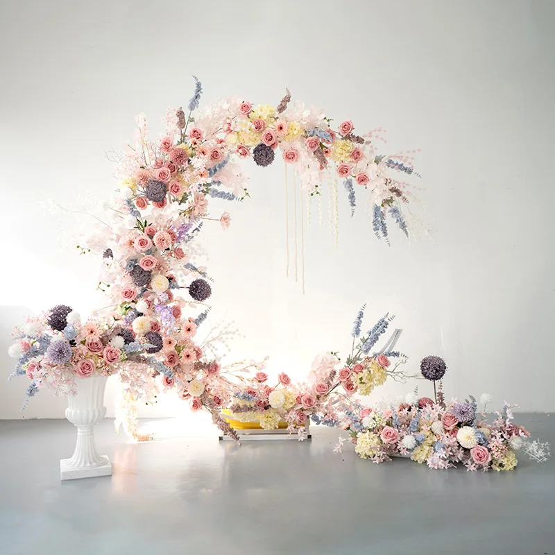 Vv279 2024New Design Moon Shaped Flower Arch Backdrop Arch With Bracket Flower Set for Proposal Wedding Home Event Decoration