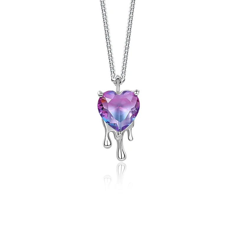 

Trendy 925 Sterling silver necklace with diamond gradient pendant necklace for women