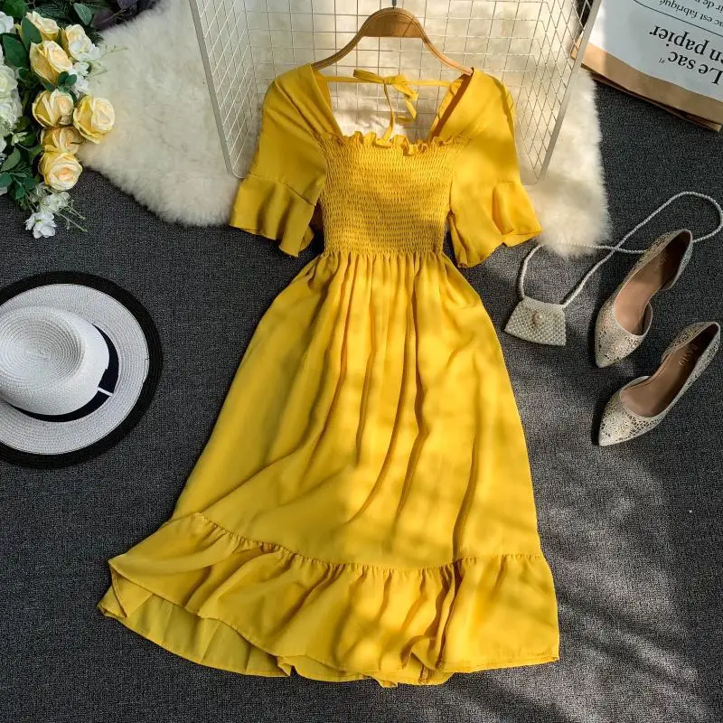 

2022 short sleeve fashion crepe women clothing casual dresses summer satin bangkok casual dress for office