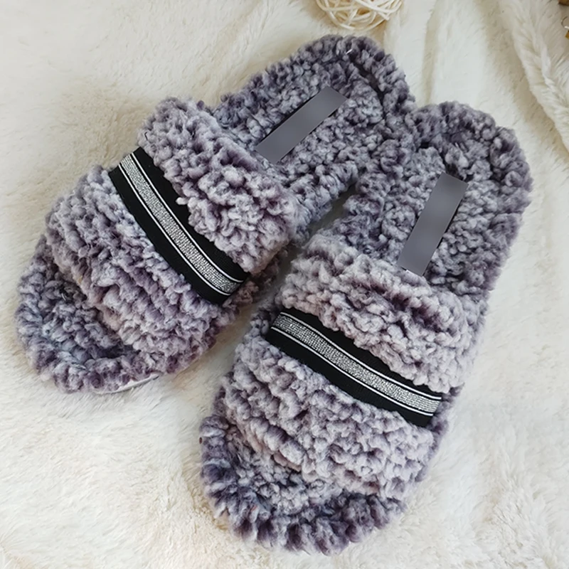 

Customize winter warm soft non slip plush wear women indoor slippers, Customized