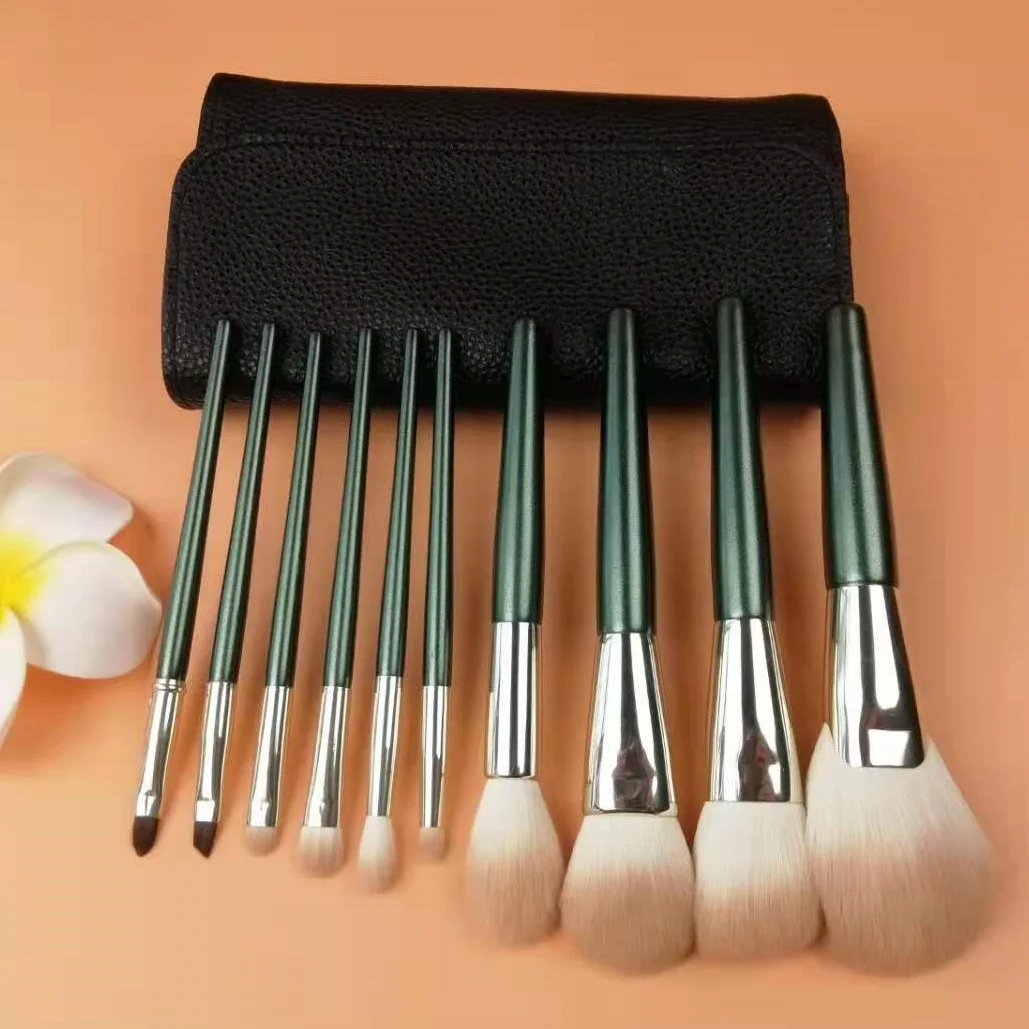 

Custom Private Label makeup Eye Shadow 10 Pcs Green makup brush set