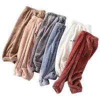 

Wholesale Women's solid color coralline casual pants pajama flannel Ladies Pants