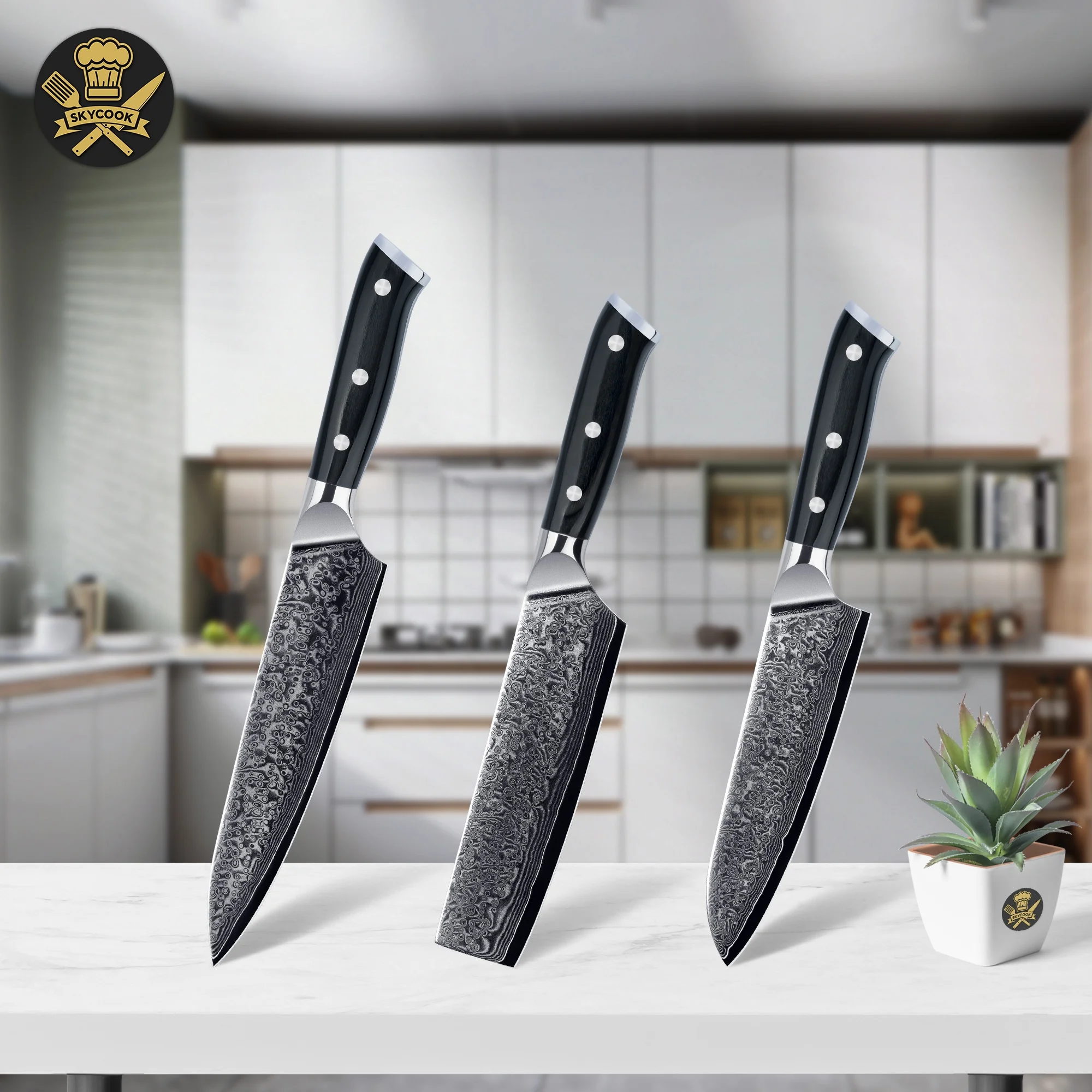 

10% off SkyCook Featured chef knife damascus steel japanese set chef knife set damascus steel kitchen knife set for OEM/ODM