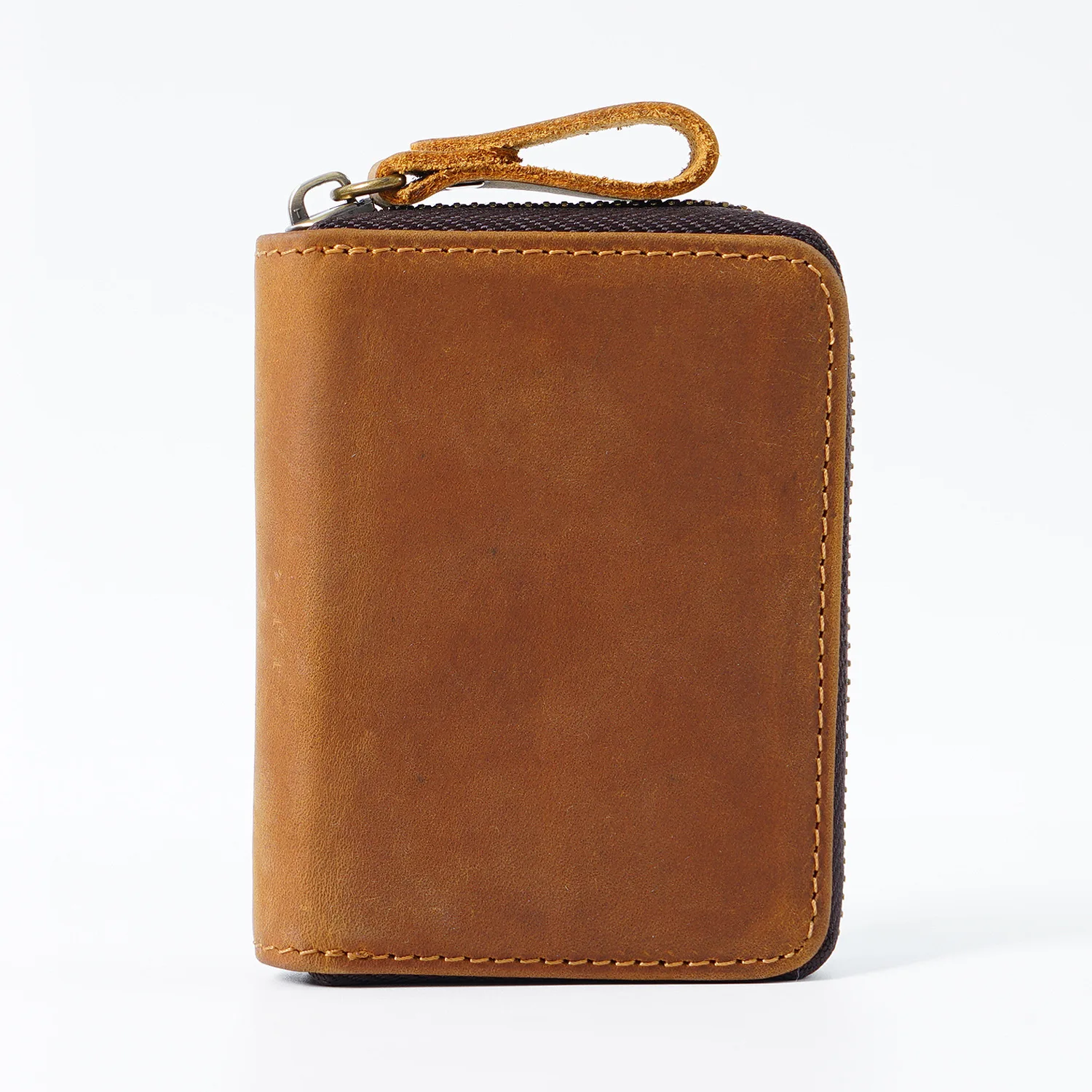 Crazy Horse Genuine Leather RFID-Blocking Card Holder Coin Purse Large-Capacity Accordion-Style Wallet Multi-Card Slot Passports