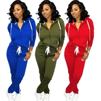 

10393NA FashionOsina wholesale solid fall hoodie drawstring trouser fashion trending Casual Jumpsuit For women