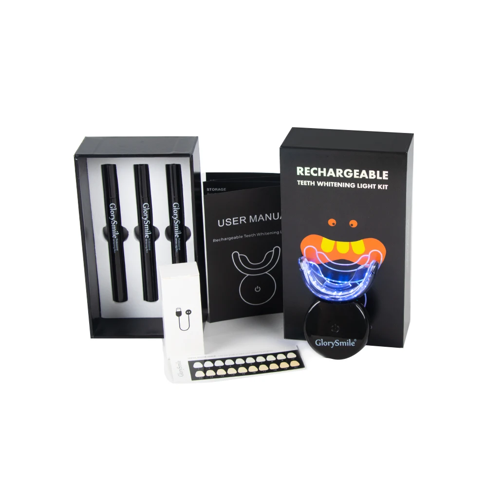 

Hot Selling Home Use 16 LED Waterproof Wireless Rechargeable LED Light Teeth Whitening Kit Custom Logo, Black / blue