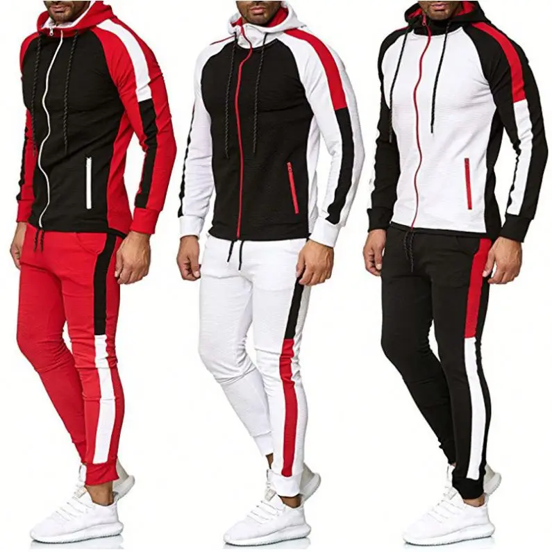 

New Sports Fitness Clothing for Men Gym Wear Plus Size Workout Winter Men Sportswear Set Fitness Clothing Sets Gym Clothes, Red black,black red,black green,black blue