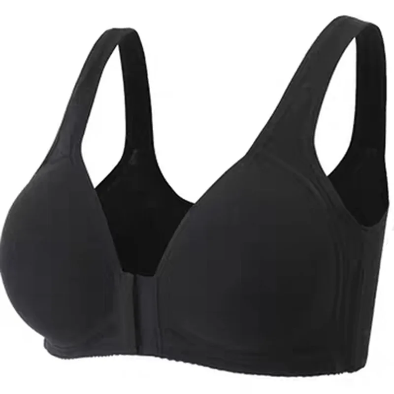

Women Front Buckle Bra Push Up Bra Solid Color Plus Size Gathered Wireless Bra