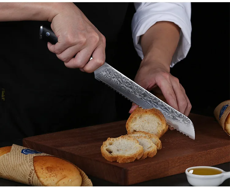 chef knife damascus steel bread knife vg10 blades