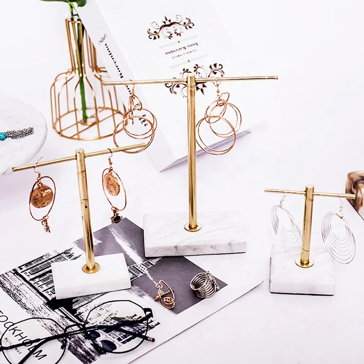 

High Quality Marble Display Rack T Shaped Jewelry watches Rack stand for Necklace Earrings, White/gray/black/green,100%natural