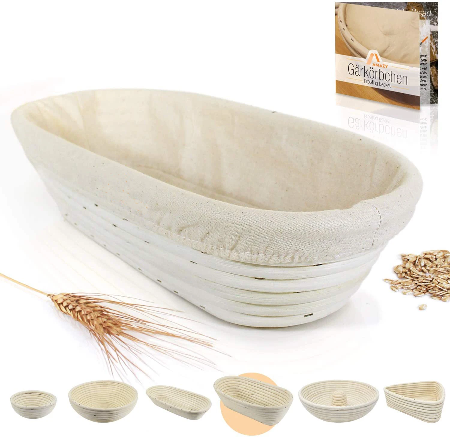 

oval 35 cm Provening basket for use Natural palm bread leavening basket including linen insert