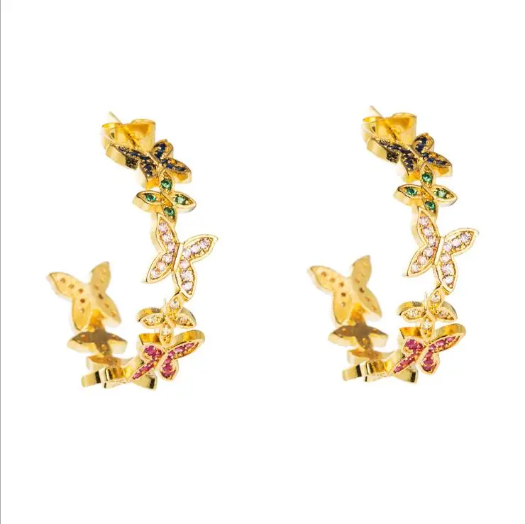 

Amazon sells Korean versions of big-brand c-shaped butterfly studded zircon brass earrings, Gold