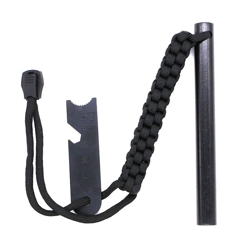 

550 Paracord Wrist Lanyards Camping Magnesium Flint Fire Starter Rod with Multi-tool Striker, Customized color