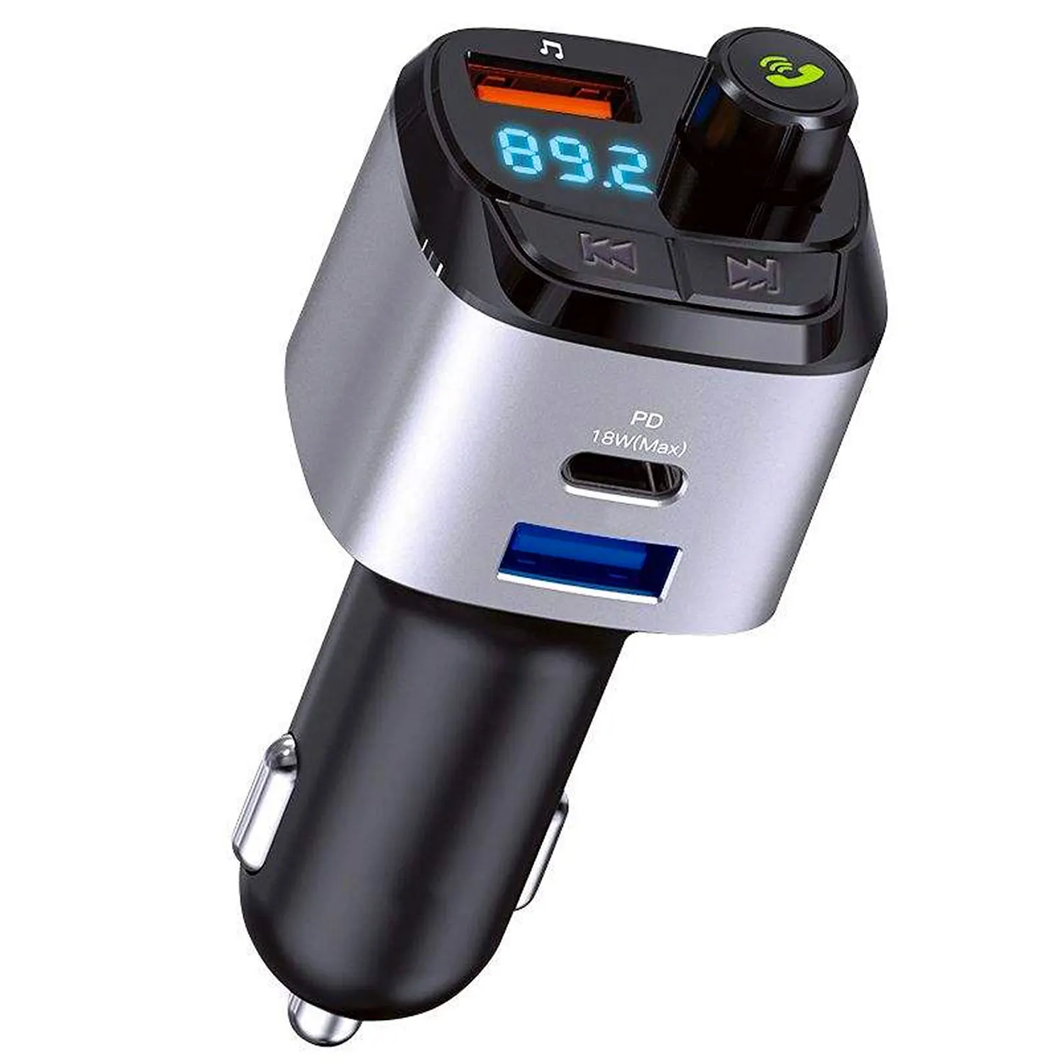 

Type C PD 18W Quick Charge Car 5.0 Handsfree Car Kit Fm Transmitter