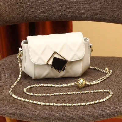 

New Style Genuine Leather Shoulder Bag Golden Ball Chain All-match Crossbody Handbags Women